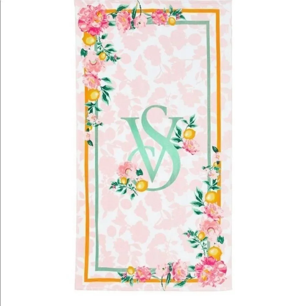 VICTORIA'S Secret Logo Beach Towel Lemons and Florals.